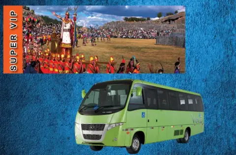 Inti Raymi 2027 门票。橙色区间 + 游览车